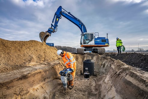 Grondwerkzaamheden bij aanleg weg