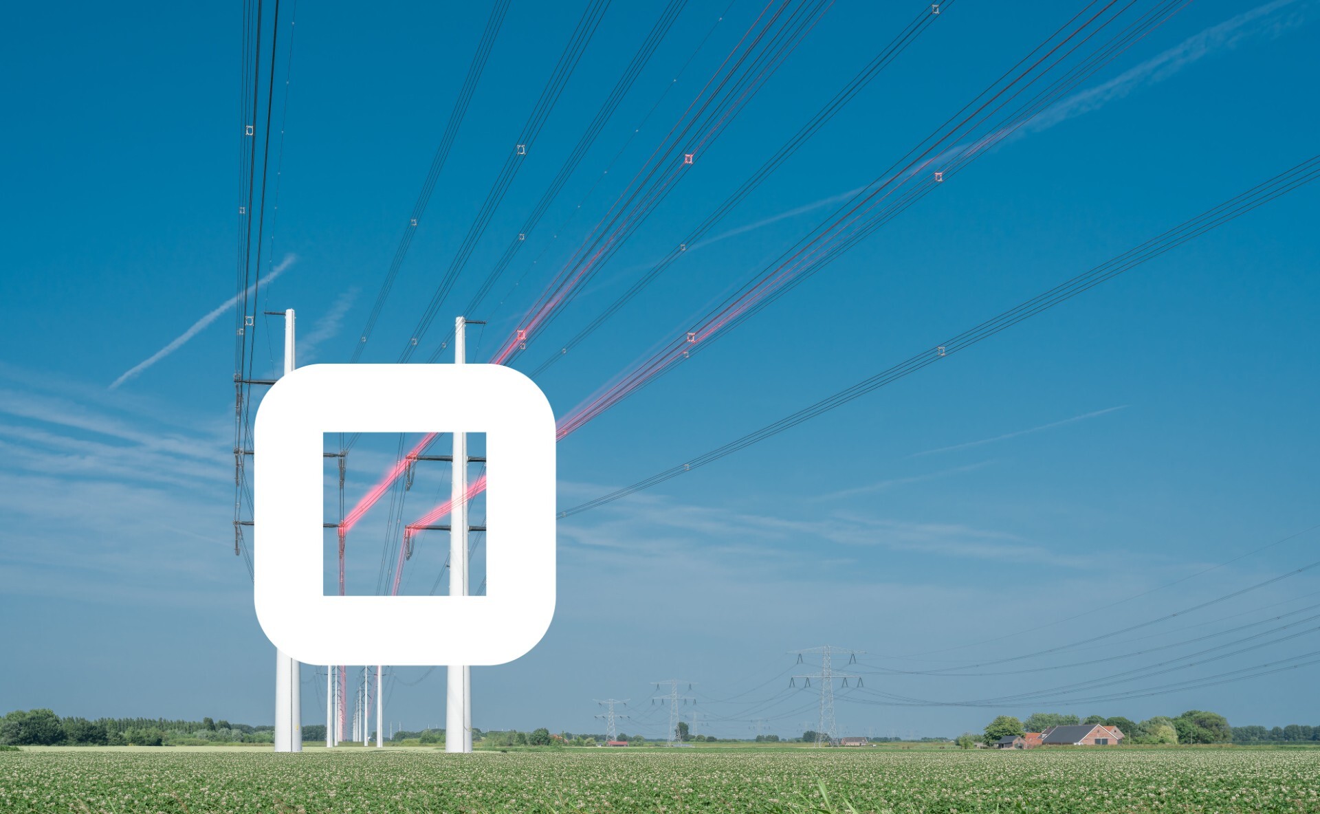 Hoogspanningskabels in landelijke omgeving