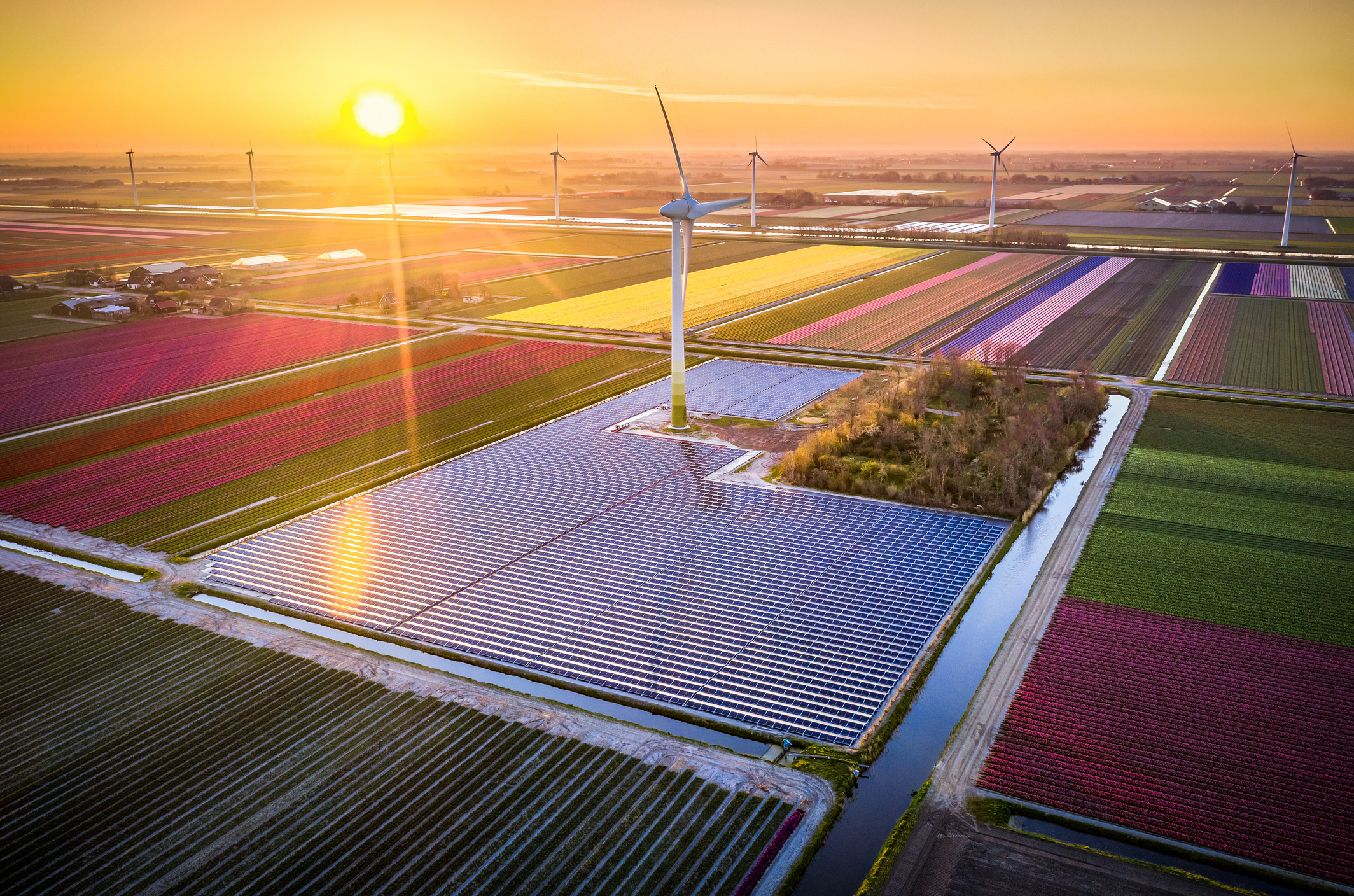 Wind- en zonne-energie in de polder